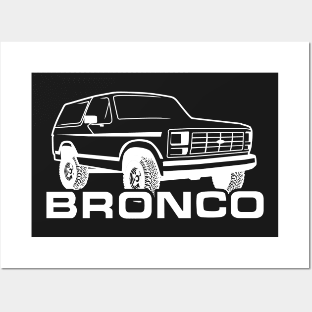 1980-1986 Ford Bronco White Print w/tires Wall Art by The OBS Apparel